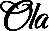 Vorschau des Bootsnamens "Ola" als Schriftzug für "Bootsbeschriftung Klassisch 50"