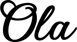 Vorschau des Bootsnamens "Ola" als Schriftzug für "Bootsbeschriftung Klassisch 69"