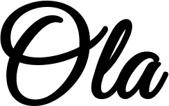 Vorschau des Bootsnamens "Ola" als Schriftzug für "Bootsbeschriftung Klassisch 68"