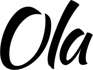 Vorschau des Bootsnamens "Ola" als Schriftzug für "Bootsbeschriftung Klassisch 73"
