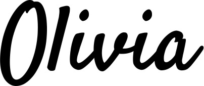 Vorschau des Bootsnamens "Olivia" als Schriftzug für "Bootsbeschriftung Klassisch 96"