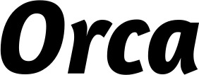 Vorschau des Bootsnamens "Orca" als Schriftzug für "Bootsbeschriftung Kursiv 01"