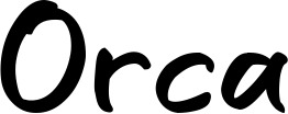 Vorschau des Bootsnamens "Orca" als Schriftzug für "Bootsbeschriftung Klassisch 95"