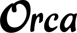 Vorschau des Bootsnamens "Orca" als Schriftzug für "Bootsbeschriftung Klassisch 15"