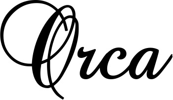 Vorschau des Bootsnamens "Orca" als Schriftzug für "Bootsbeschriftung Klassisch 02-A"