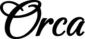 Vorschau des Bootsnamens "Orca" als Schriftzug für "Style Klassisch 50"