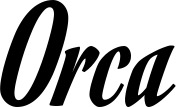Vorschau des Bootsnamens "Orca" als Schriftzug für "Bootsbeschriftung Klassisch 93"