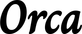 Vorschau des Bootsnamens "Orca" als Schriftzug für "Bootsbeschriftung Klassisch 51"