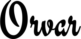 Vorschau des Bootsnamens "Orvar" als Schriftzug für "Bootsbeschriftung Klassisch 63"