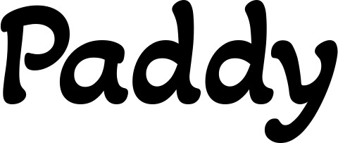 Vorschau des Bootsnamens "Paddy" als Schriftzug für "Bootsbeschriftung Klassisch 103"