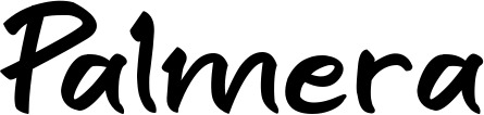 Vorschau des Bootsnamens "Palmera" als Schriftzug für "Bootsbeschriftung Klassisch 95"