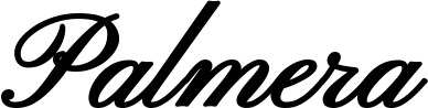 Vorschau des Bootsnamens "Palmera" als Schriftzug für "Bootsbeschriftung Klassisch 107"