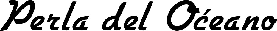 Vorschau des Bootsnamens "Perla del Océano" als Schriftzug für "Bootsbeschriftung Klassisch 66"