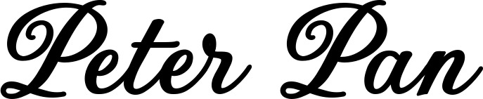 Vorschau des Bootsnamens "Peter Pan" als Schriftzug für "Bootsbeschriftung Klassisch 69"