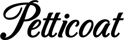 Vorschau des Bootsnamens "Petticoat" als Schriftzug für "Bootsbeschriftung Klassisch 50"