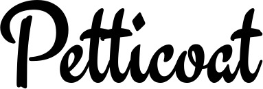 Vorschau des Bootsnamens "Petticoat" als Schriftzug für "Bootsbeschriftung Klassisch 63"