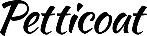 Vorschau des Bootsnamens "Petticoat" als Schriftzug für "Bootsbeschriftung Klassisch 73"