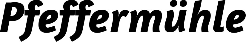 Vorschau des Bootsnamens "Pfeffermühle" als Schriftzug für "Bootsbeschriftung Kursiv 01"