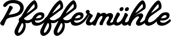 Vorschau des Bootsnamens "Pfeffermühle" als Schriftzug für "Bootsbeschriftung Klassisch 65"