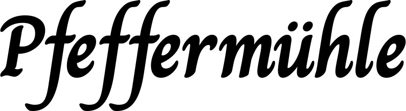 Vorschau des Bootsnamens "Pfeffermühle" als Schriftzug für "Bootsbeschriftung Klassisch 51"