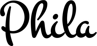 Vorschau des Bootsnamens "Phila" als Schriftzug für "Bootsbeschriftung Klassisch 81"