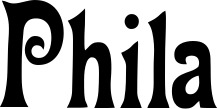 Vorschau des Bootsnamens "Phila" als Schriftzug für "Bootsbeschriftung Neu 44"