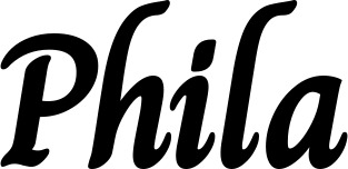 Vorschau des Bootsnamens "Phila" als Schriftzug für "Bootsbeschriftung Klassisch 51"