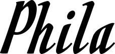Vorschau des Bootsnamens "Phila" als Schriftzug für "Bootsbeschriftung Klassisch 93"