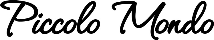 Vorschau des Bootsnamens "Piccolo Mondo" als Schriftzug für "Bootsbeschriftung Klassisch 111"