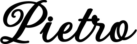 Vorschau des Bootsnamens "Pietro" als Schriftzug für "Bootsbeschriftung Klassisch 69"