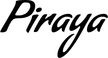Vorschau des Bootsnamens "Piraya" als Schriftzug für "Bootsbeschriftung Klassisch 57"