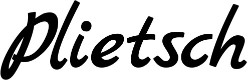 Vorschau des Bootsnamens "Plietsch" als Schriftzug für "Bootsbeschriftung Klassisch 45"