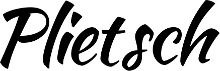 Vorschau des Bootsnamens "Plietsch" als Schriftzug für "Bootsbeschriftung Klassisch 73"