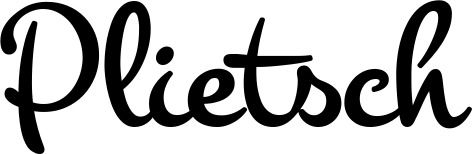 Vorschau des Bootsnamens "Plietsch" als Schriftzug für "Bootsbeschriftung Klassisch 81"