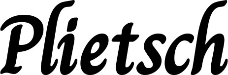 Vorschau des Bootsnamens "Plietsch" als Schriftzug für "Bootsbeschriftung Klassisch 51"