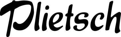 Vorschau des Bootsnamens "Plietsch" als Schriftzug für "Bootsbeschriftung Klassisch 15"