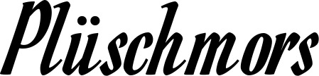 Vorschau des Bootsnamens "Plüschmors" als Schriftzug für "Bootsbeschriftung Klassisch 93"