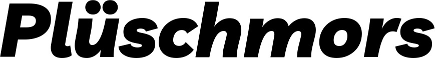 Vorschau des Bootsnamens "Plüschmors" als Schriftzug für "Bootsbeschriftung Kursiv 06"