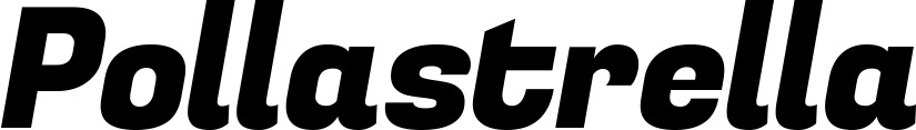 Vorschau des Bootsnamens "Pollastrella" als Schriftzug für "Bootsbeschriftung Kursiv 04"