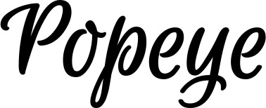 Vorschau des Bootsnamens "Popeye" als Schriftzug für "Bootsbeschriftung Klassisch 105"