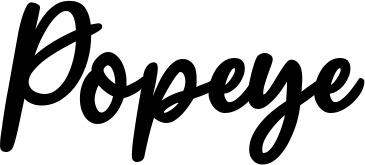 Vorschau des Bootsnamens "Popeye" als Schriftzug für "Style Klassisch 74"