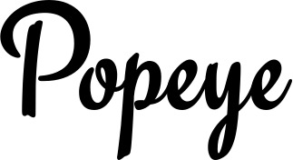 Vorschau des Bootsnamens "Popeye" als Schriftzug für "Bootsbeschriftung Klassisch 63"
