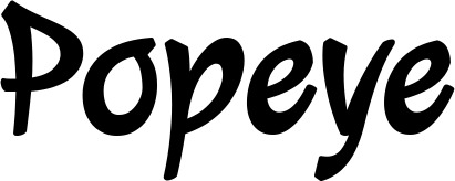 Vorschau des Bootsnamens "Popeye" als Schriftzug für "Bootsbeschriftung Klassisch 72"