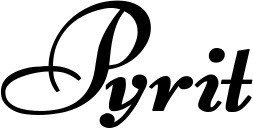 Vorschau des Bootsnamens "Pyrit" als Schriftzug für "Bootsbeschriftung Klassisch 76-A"