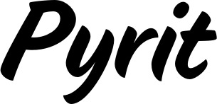 Vorschau des Bootsnamens "Pyrit" als Schriftzug für "Bootsbeschriftung Klassisch 19"