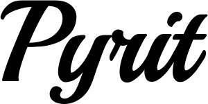 Vorschau des Bootsnamens "Pyrit" als Schriftzug für "Bootsbeschriftung Klassisch 86"