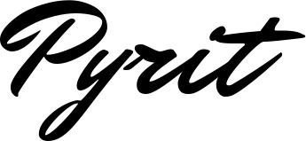 Vorschau des Bootsnamens "Pyrit" als Schriftzug für "Bootsbeschriftung Klassisch 82"