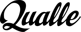 Vorschau des Bootsnamens "Qualle" als Schriftzug für "Bootsbeschriftung Klassisch 29"
