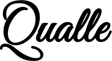 Vorschau des Bootsnamens "Qualle" als Schriftzug für "Bootsbeschriftung Klassisch 68"