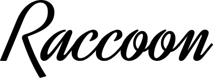 Vorschau des Bootsnamens "Raccoon" als Schriftzug für "Bootsbeschriftung Klassisch 44"